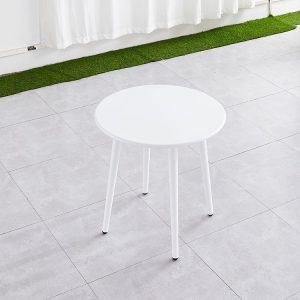 Bàn tròn ngoài trời khung nhôm sơn tĩnh điện màu trắng, thiết kế tối giản