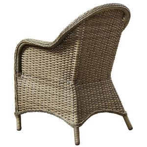 Mặt sau ghế đơn nhựa giả mây sân vườn, đan tay tinh xảo