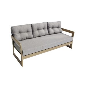 Ghế sofa dài ngoài trời khung nhôm, nệm dày màu ghi xám