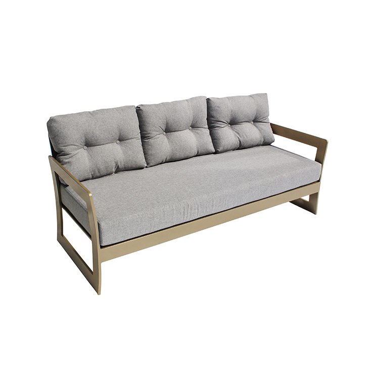 Ghế sofa dài ngoài trời khung nhôm, nệm dày màu ghi xám