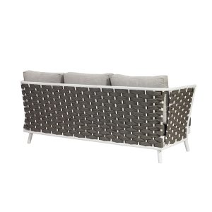 Mặt sau sofa dài đan dây rope chắc chắn, khung nhôm trắng