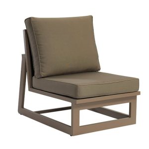 Ghế đơn sofa ngoài trời khung nhôm, nệm dày màu nâu xám