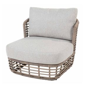 Ghế đơn sofa ngoài trời, khung nhôm đan dây nhựa, nệm dày màu ghi