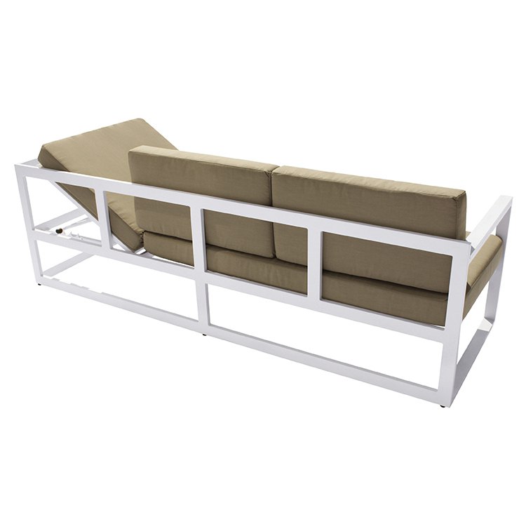Mặt sau sofa nhôm ngoài trời, khung chắc chắn, nệm dày màu nâu be