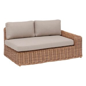 Ghế đôi sofa ngoài trời nhựa giả mây, nệm ngồi và tựa lưng màu ghi