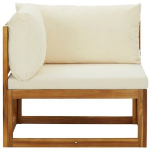 Ghế đơn sofa sân vườn gỗ teak nệm kem, tựa lưng êm ái