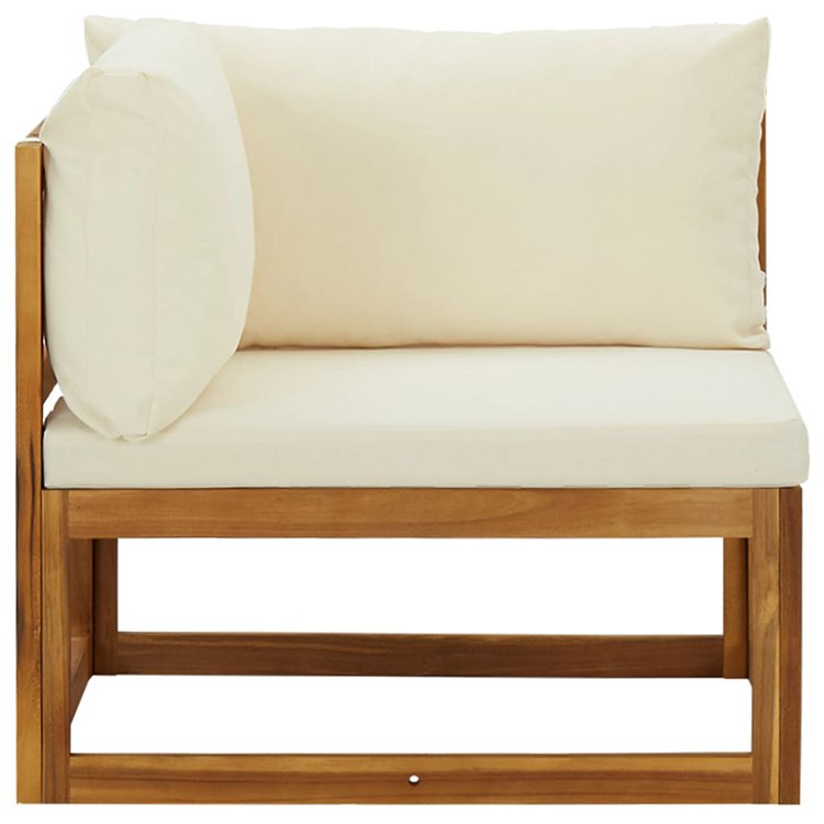 Ghế đơn sofa sân vườn gỗ teak nệm kem, tựa lưng êm ái