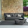 Sofa đôi ngoài trời màu xám, đan dây rope, bàn trà 2 tầng hiện đại, phù hợp sân vườn biệt thự