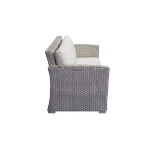 Góc nhìn ngang sofa đôi giả mây, khung dày chắc chắn, nệm êm
