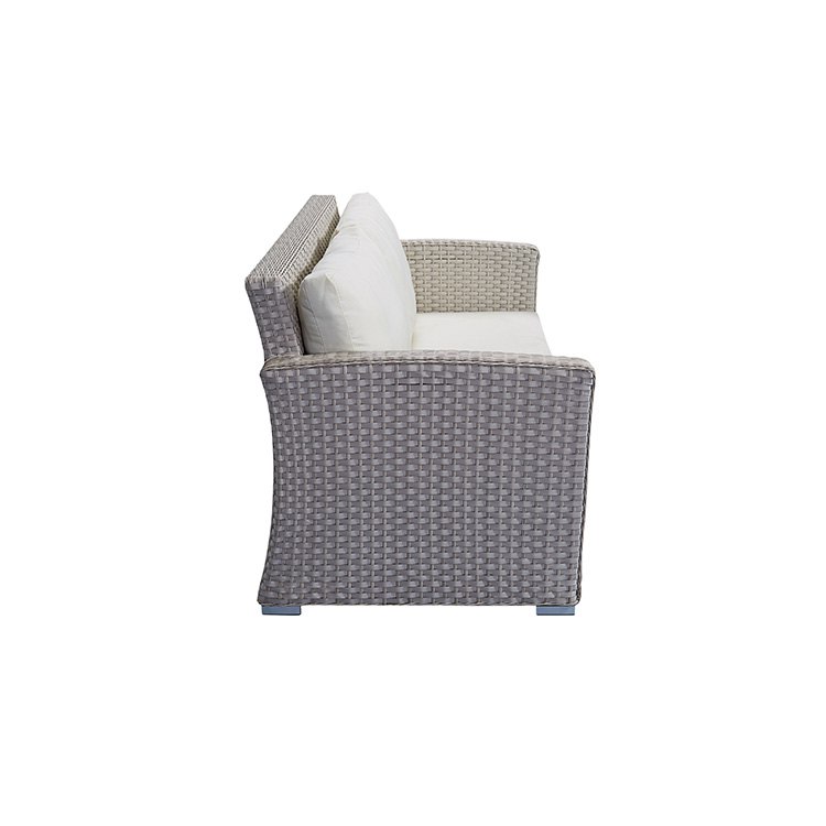 Góc nhìn ngang sofa đôi giả mây, khung dày chắc chắn, nệm êm