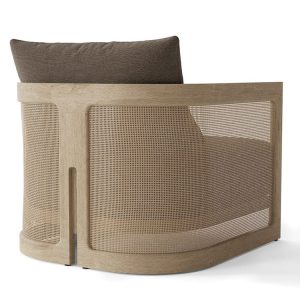 Mặt sau ghế đơn sofa ngoài trời, khung gỗ teak đan lưới mây nhựa