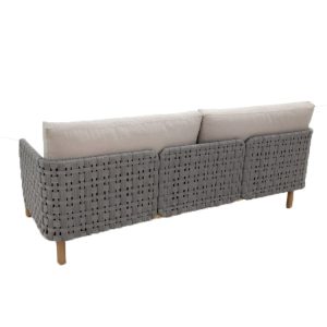 Mặt sau sofa ngoài trời dây rope đan tay, khung gỗ tự nhiên