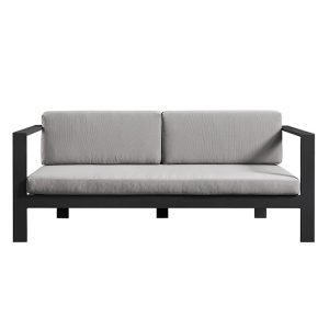 Sofa đôi ngoài trời khung nhôm, nệm xám hiện đại