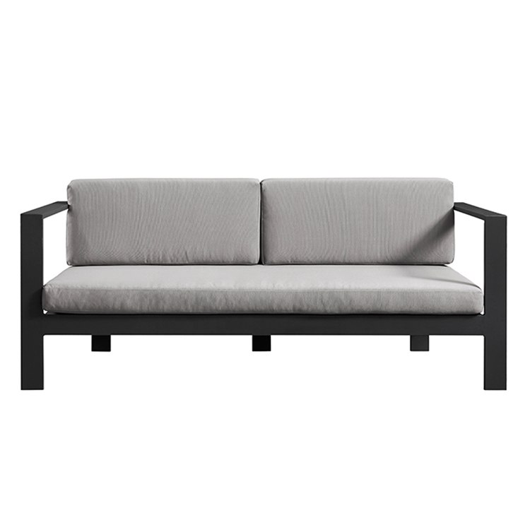 Sofa đôi ngoài trời khung nhôm, nệm xám hiện đại