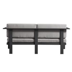 Mặt sau sofa đôi ngoài trời khung nhôm, nệm dày màu ghi