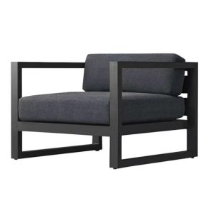 Ghế đơn sofa ngoài trời khung nhôm, nệm dày màu xám đen