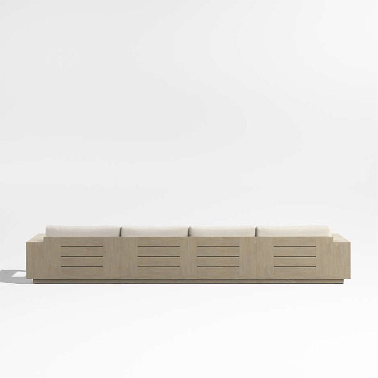 Mặt sau sofa góc L ngoài trời khung gỗ teak, thiết kế tối giản sang trọng