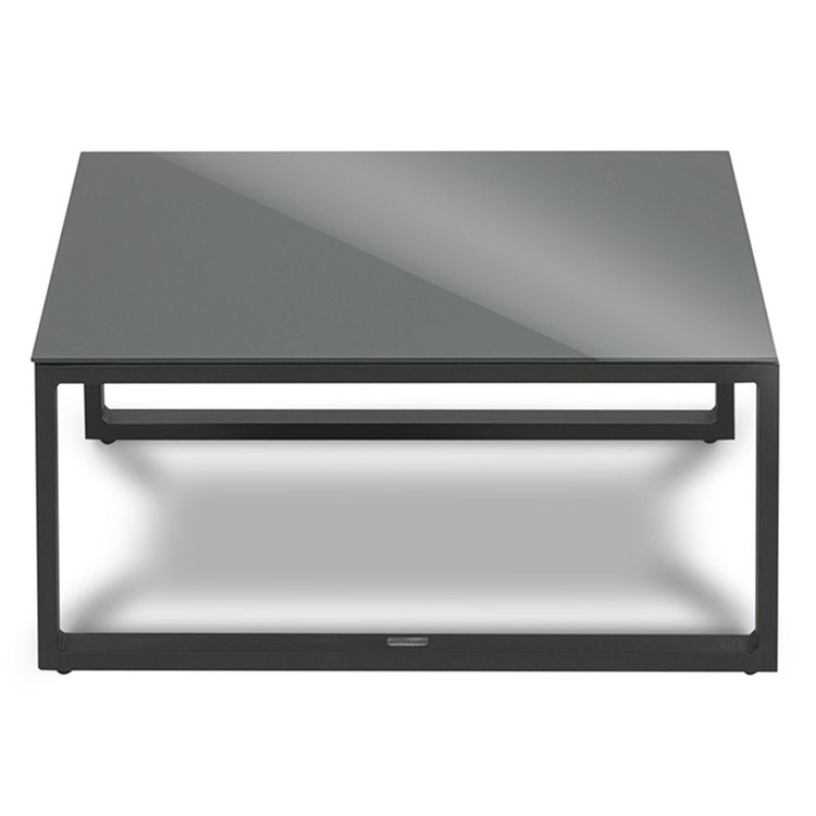 Bàn trà vuông mặt kính cường lực cho bộ sofa sân vườn