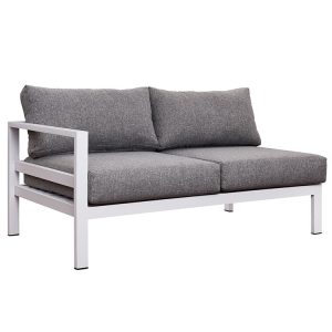 Sofa đôi ngoài trời khung nhôm trắng, nệm êm ái màu ghi