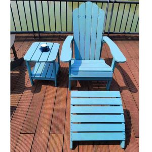 Bộ ghế Adirondack kèm bàn trà và ghế đôn, phù hợp sân vườn, ban công