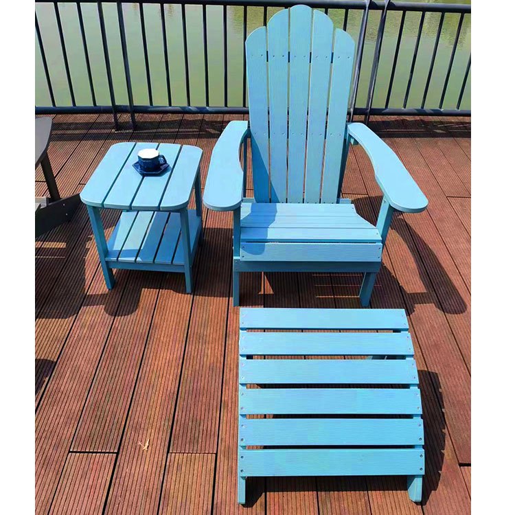 Bộ ghế Adirondack kèm bàn trà và ghế đôn, phù hợp sân vườn, ban công