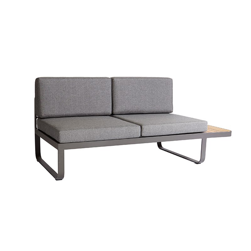 Ghế đôi sofa ngoài trời khung nhôm, kệ gỗ teak tiện dụng