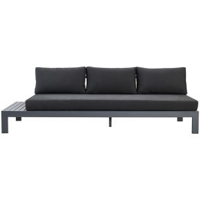 Sofa ba ngoài trời nhôm, nệm đen, phong cách tối giản