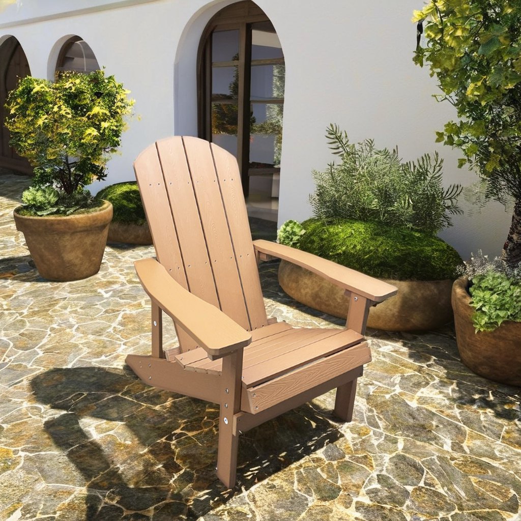 Ghế thư giãn ngoài trời kiểu Mỹ Adirondack, màu gỗ sáng sang trọng
