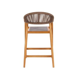 Ghế bar ngoài trời nhìn từ phía sau, dây rope đan đều tay