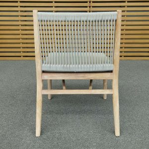 Mặt sau ghế ăn ngoài trời đan dây rope, khung gỗ teak