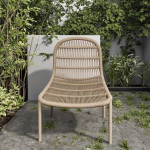 Ghế sân vườn nhôm đan dây rope không nệm, phong cách tối giản hiện đại
