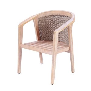 Ghế ăn ngoài trời khung gỗ teak, chưa lắp nệm, đan mây