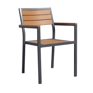 Ghế ngoài trời khung nhôm sơn tĩnh điện, mặt và lưng tựa nhựa giả gỗ
