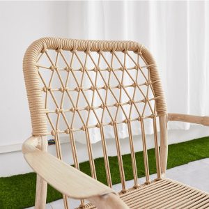 Chi tiết lưng ghế đan dây rope thủ công, phong cách hiện đại