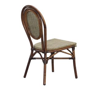 Ghế sân vườn nhôm giả tre, góc chéo sau lưng chắc chắn