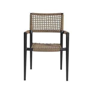 Ghế sân vườn khung nhôm dây rope đan tay chắc chắn, nhìn trực diện