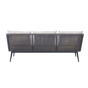 Góc nhìn phía sau sofa 3 chỗ dây rope, thể hiện độ hoàn thiện cao