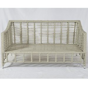 Sofa đôi ngoài trời khung nhôm đan dây nhựa, không có nệm