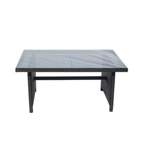Bàn trà ngoài trời khung giả mây mặt kính cường lực sang trọng