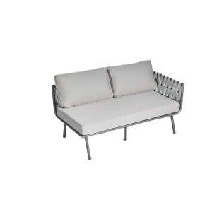 Sofa đôi ngoài trời dây đan hiện đại, nệm màu ghi xám
