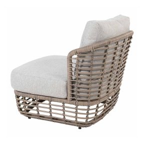 Góc nghiêng ghế đơn sofa ngoài trời, khung nhôm đan dây nhựa chắc chắn