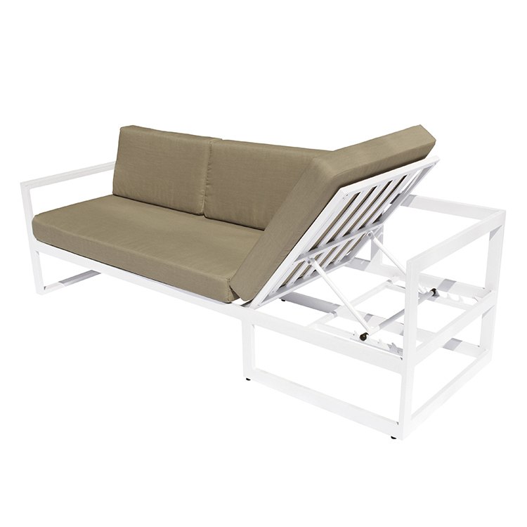 Ghế sofa ngoài trời với tựa lưng điều chỉnh được, khung nhôm trắng bền đẹp