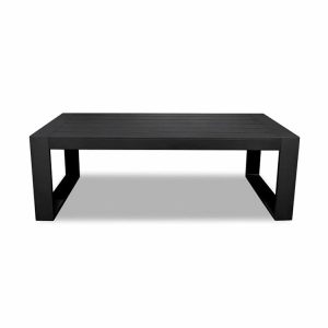 Bàn trà nhôm sơn tĩnh điện màu đen, thiết kế đơn giản, phù hợp bộ sofa sân vườn