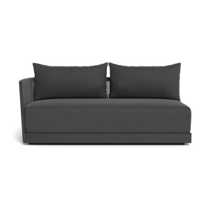Sofa dài ngoài trời hiện đại, nệm dày và gối tựa lớn màu xám đậm