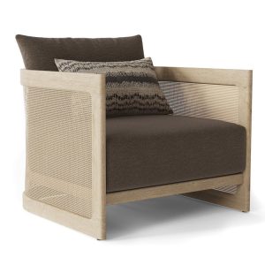 Ghế đơn sofa sân vườn gỗ teak, thiết kế tay vịn bo cong đẹp mắt