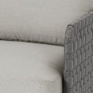 Cận cảnh chất liệu dây rope đan tay và nệm sofa sân vườn