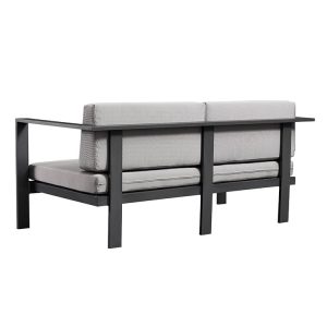 Góc nghiêng mặt sau sofa đôi ngoài trời khung nhôm, thiết kế chắc chắn