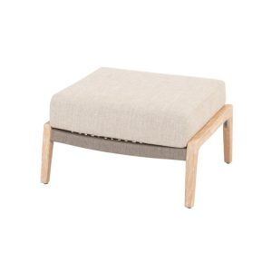 Đôn chân sofa ngoài trời gỗ teak, nệm be dày dặn