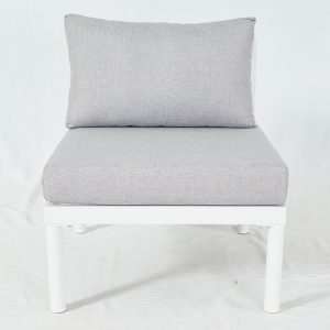Ghế đơn sofa ngoài trời, khung nhôm trắng, nệm màu ghi xám