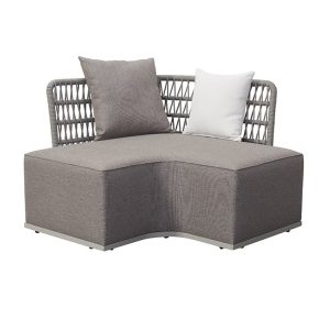 Ghế sofa ngoài trời khung nhôm đan dây, nệm màu xám ghi, kiểu dáng hiện đại